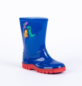 Woodstock Kids Navy Wet Dinosaur Wellington Boots