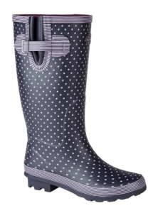 Woodland Womens Wide Top Black Polka Dot Tall Wellington Boots