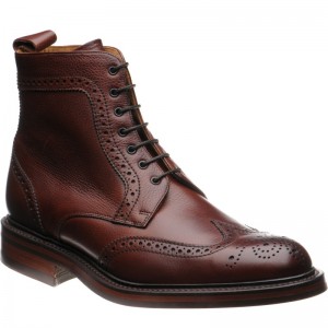 Barker Calder rubber-soled brogue boots in Cherry Grain 