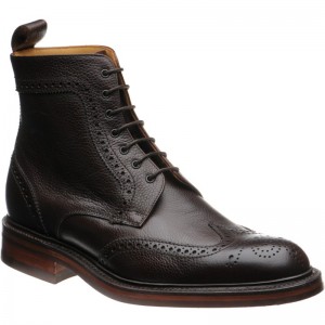 Barker Calder rubber-soled brogue boots in Dark Brown Grain 