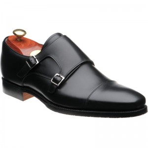 Barker Edison hybrid-soled double monk shoes in Black Calf 
