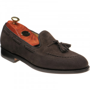 Barker Pevensey tasselled loafers in Dark Brown Suede 