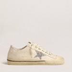 Golden Goose V-Star Sneakers with Silver Glitter Star Review (Beige Canvas)