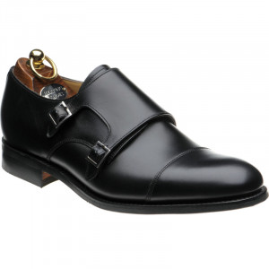 Herring Bishop rubber-soled double monk shoes in Black Calf 