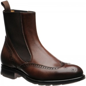 Herring Clark rubber-soled brogue Chelsea boots in Brown Grain 