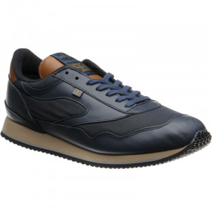 Herring Ensign Trainer rubber-soled trainers in Navy Calf and Navy Waxed Cotton 