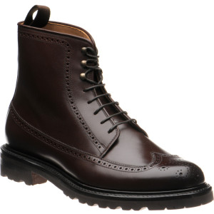 Herring Galashiels rubber-soled brogue boots in Dark Brown Calf 
