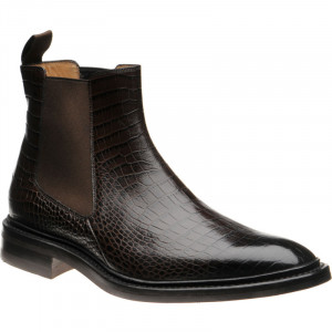 Herring Geneva rubber-soled Chelsea boots in Dark Brown Croc 