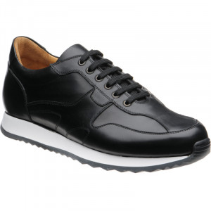 Herring Goodwood rubber-soled trainers in Black Calf and White sole 