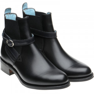 Herring Jodie ladies rubber-soled Chelsea boots in Black Calf with Navy Calf Strap 