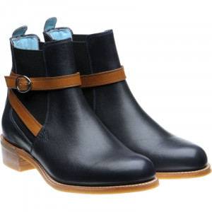 Herring Jodie ladies rubber-soled Chelsea boots in Navy Calf with Cedar Calf Strap 