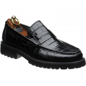 Herring Kramer Mod rubber-soled loafers in Black Croc 