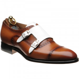 Herring Montford double monk shoes in Brown and White Calf 