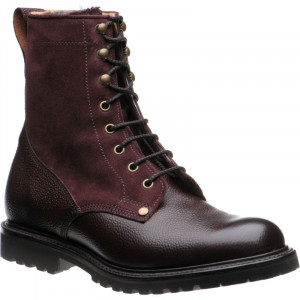 Herring Peebles (Warm Lined) two-tone rubber-soled boots in Burgundy Grain and Plum Suede 