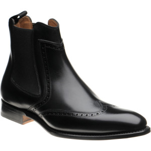 Herring Perry brogue Chelsea boots in Black Calf 
