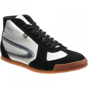 Herring Tokyo Hi-Top Trainer rubber-soled boots in White Calf and Black Suede 