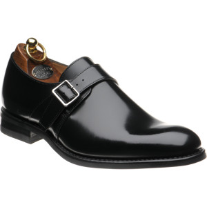 Loake 357 rubber-soled monk shoes in Black Polished 