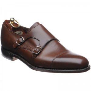Loake Cannon double monk shoes in Dark Brown Calf 