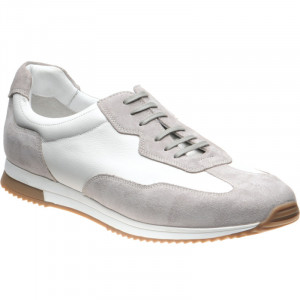 Loake Linford rubber-soled trainers in White Calf and Grey Suede 