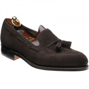 Loake Russell tasselled loafers in Choc Brown Suede 