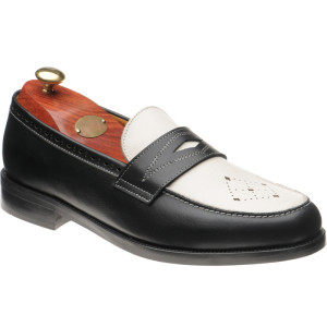 Wildsmith Model 110 two-tone rubber-soled loafers in Black and Off White Calf 