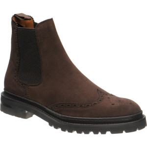 Wildsmith Model 78 rubber-soled brogue boots in Dark Brown Suede 
