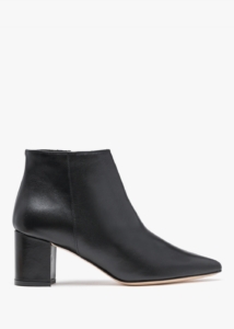 DANIEL Alia Black Leather Block Heel Ankle Boots