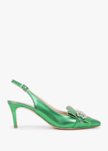 DANIEL Alunar Green Leather Sling Back Heels 