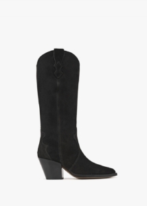 ALPE Aquatic Black Suede Western Knee Boots