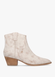 ASH Fame Beige White Leather Western Ankle Boots