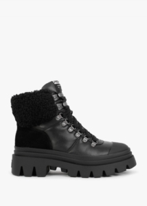 ASH Patagonia Faux Fur Black Leather Hiking Boots