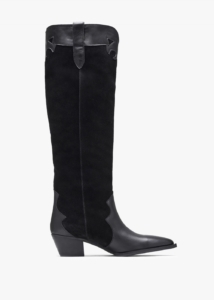 DANIEL Bandana Black Suede & Leather Western Knee Boots