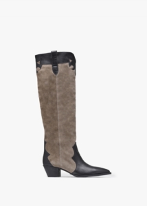 DANIEL Bandana Taupe Suede & Leather Western Knee Boots