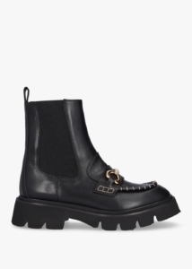 EVALUNA Clarity Black Leather Chunky Ankle Boots
