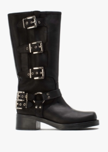 DANIEL Emotie Black Leather Multi Buckle Biker Boots