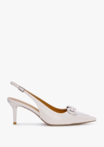 DANIEL Eppie White Leather Mid Heel Sling Back Shoes 
