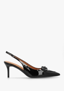 DANIEL Eppie Black Patent Leather Mid Heel Sling Back Shoes 