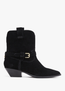 DANIEL Esmena Black Suede Western Ankle Boots