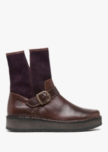 FLY LONDON Ruth Purple Leather & Suede Chunky Ankle Boots