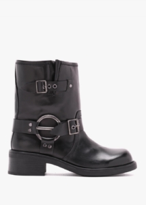 DANIEL Ibike Black Leather Chunky Biker Boots