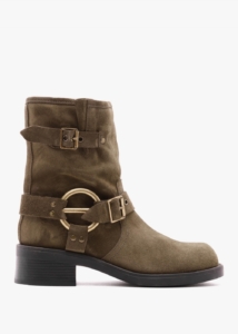 DANIEL Ibike Khaki Suede Chunky Biker Boots