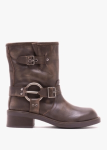 DANIEL Ibike Brown Distressed Leather Chunky Biker Boots