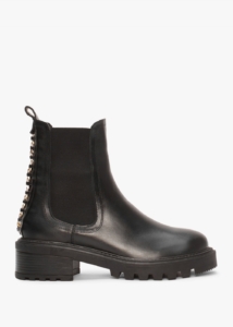 DANIEL Iris Black Leather Chain Detail Chelsea Boots