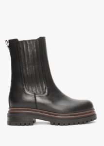DANIEL Ivory Black Leather Tall Chelsea Boots