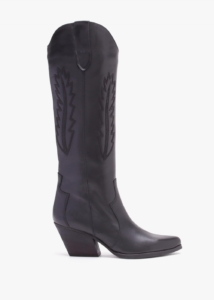 DANIEL Kubra Black Leather Mid Height Cowboy Boots