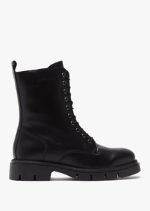 DANIEL Lacie Black Leather Lace Up Ankle Boots