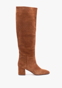 DANIEL Lancey Tan Suede Block Heel Knee Boots