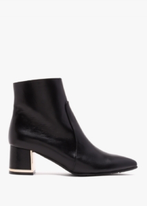 LUCA GROSSI Black Leather Block Heel Ankle Boots