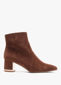 LUCA GROSSI Tan Suede Block Heel Ankle Boots