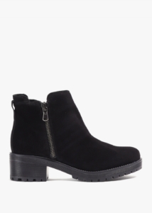 DANIEL Locky Black Suede Block Heel Ankle Boots